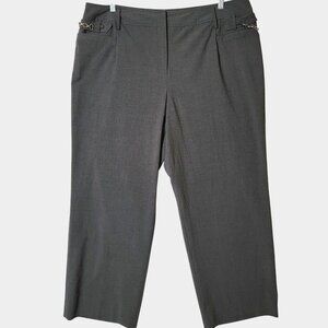 Sharagano Womens Dress Pants Sz 22W Charcoal Gray Silver Chain Accent Office